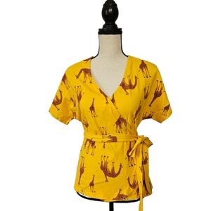 Modcloth Grazing For Days Giraffe Wrap Top Size Medium